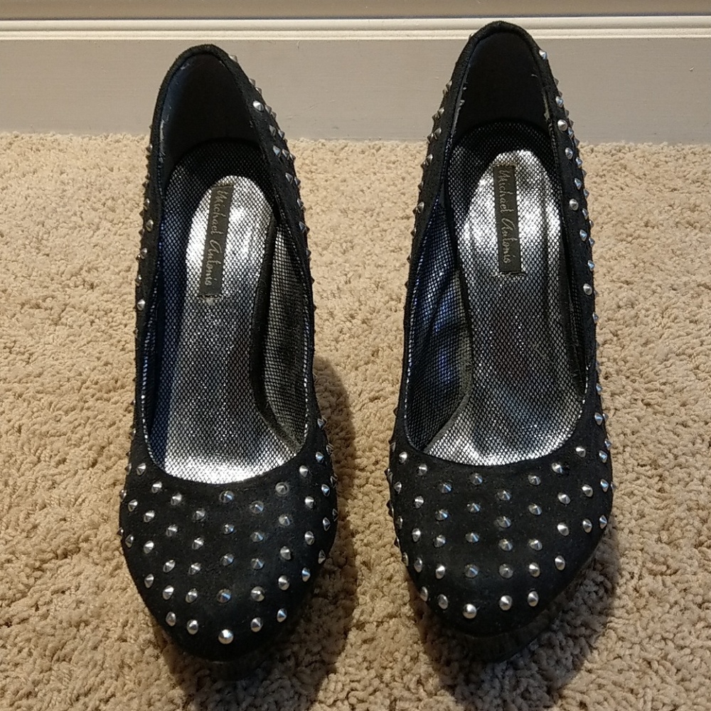 Suede black spiked heels size 10